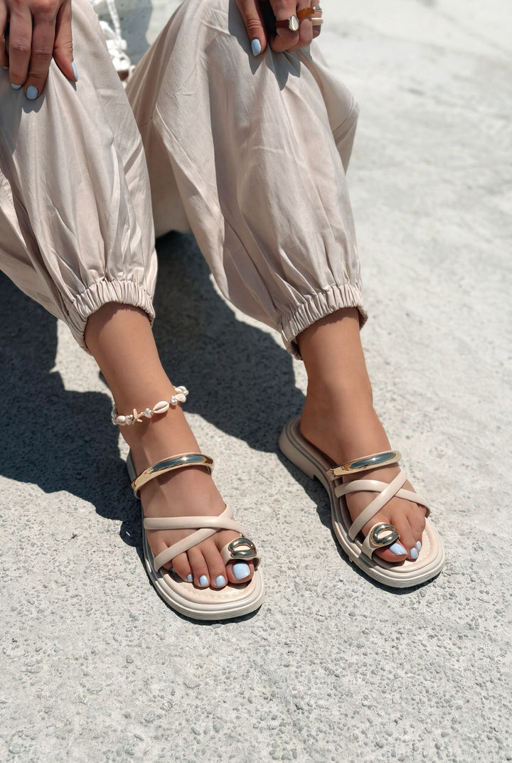 Tirano Bej Mat Deri Kadın Permak Arası Terlik - ILOVESHOES