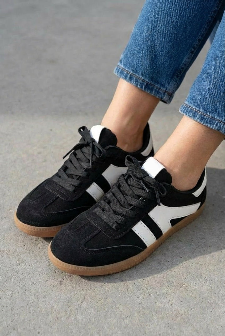 Moriel Süet Siyah Termo Taban Kadın Spor Ayakkabı - ILOVESHOES