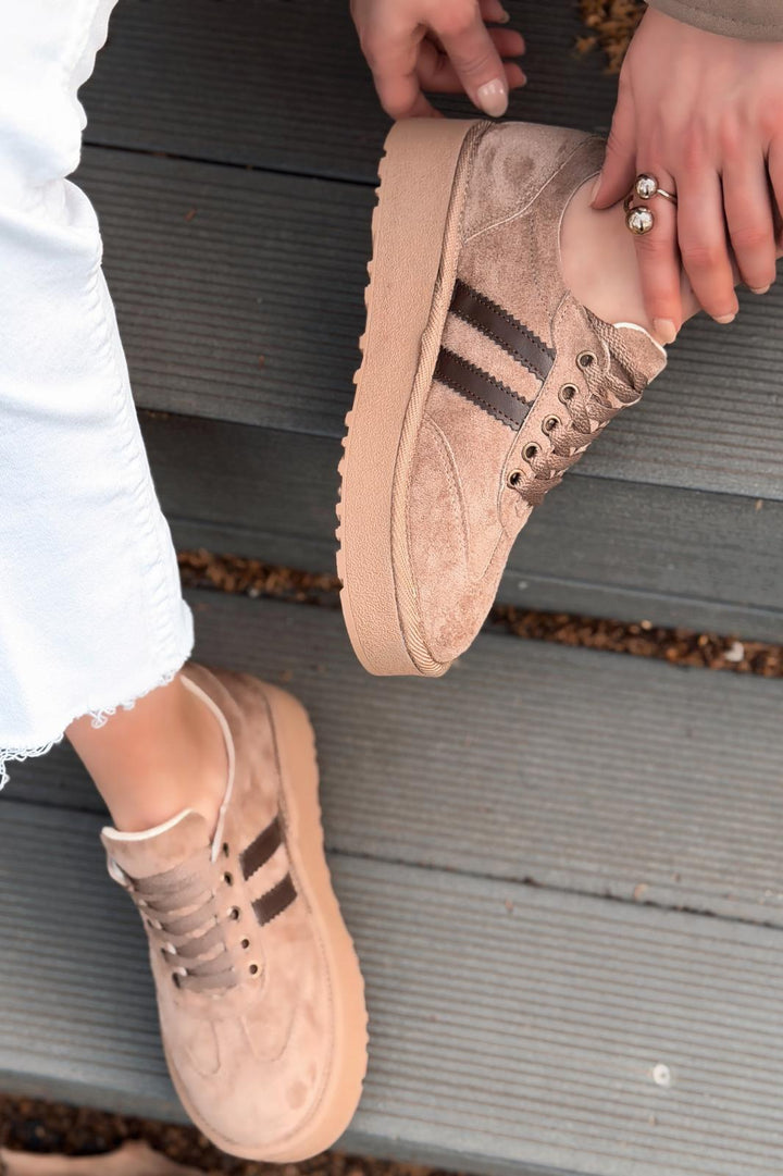Vireo Kadın Spor Ayakkabı Camel Süet - ILOVESHOES