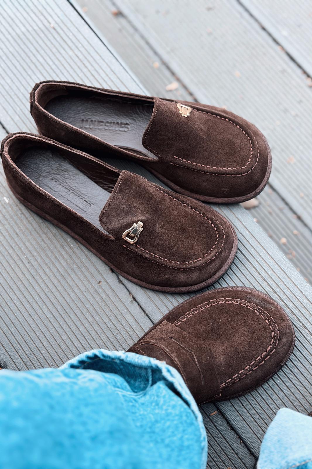 Rasen Kadın Loafer Acıkahve Hakiki Süet - ILOVESHOES