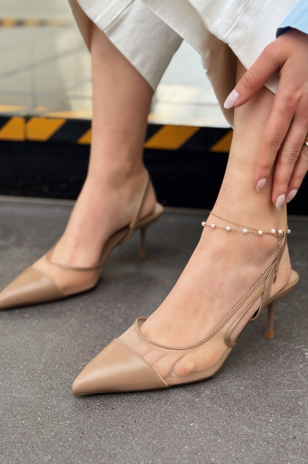 Rensi Mat Deri Kahverengi File Detaylı Stiletto - ILOVESHOES