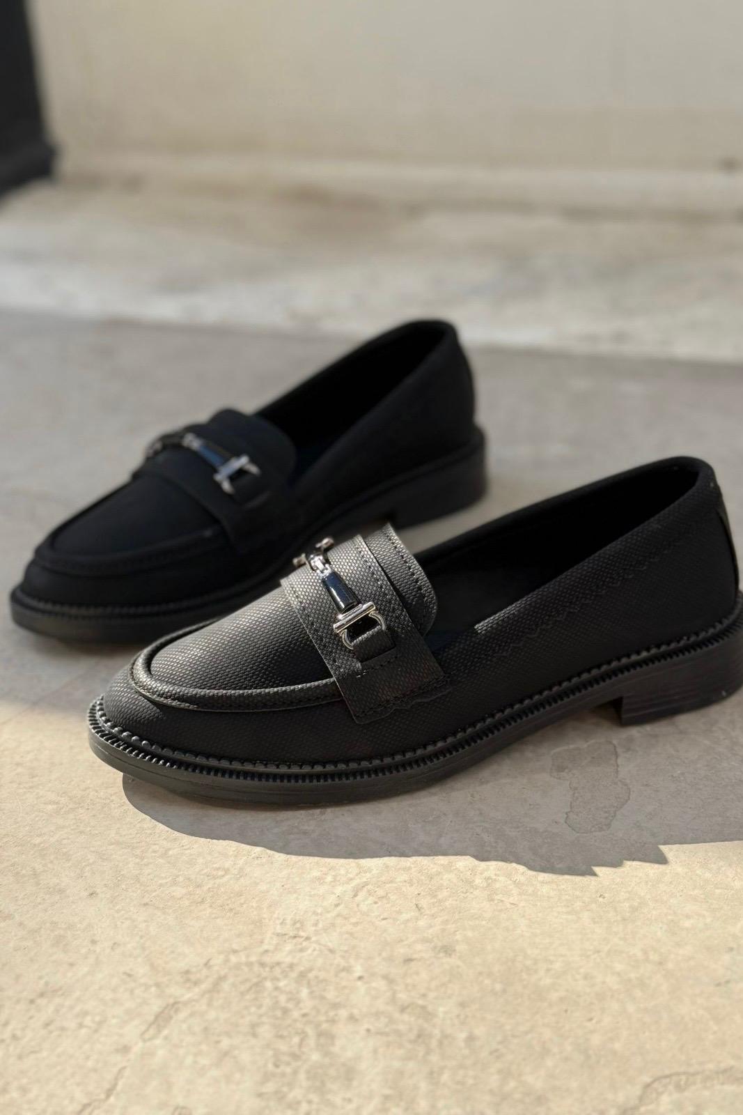 Torja Nubuk Siyah Kadın Loafer - ILOVESHOES