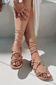 Veralis Mat Deri Nude Parmak Arası Kadın Sandalet - ILOVESHOES