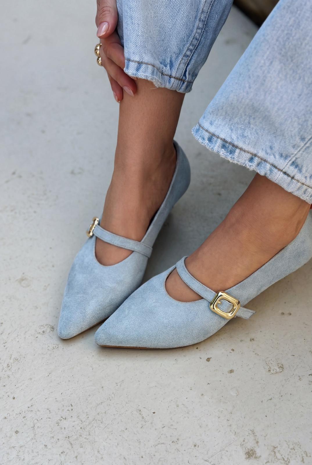 Karden Stiletto Bebek Mavisi Süet - ILOVESHOES