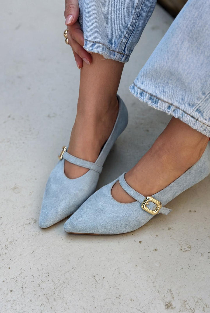 Karden Stiletto Bebek Mavisi Süet - ILOVESHOES