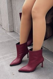 Elarin Kadın Topuklu Bot Bordo Mat Deri - ILOVESHOES