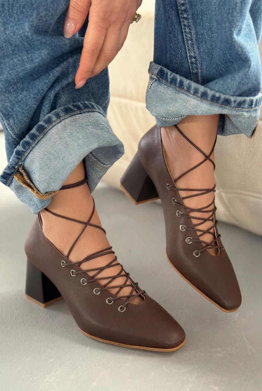 Temora Topuklu Ayakkabı Acıkahve Mat Deri - ILOVESHOES