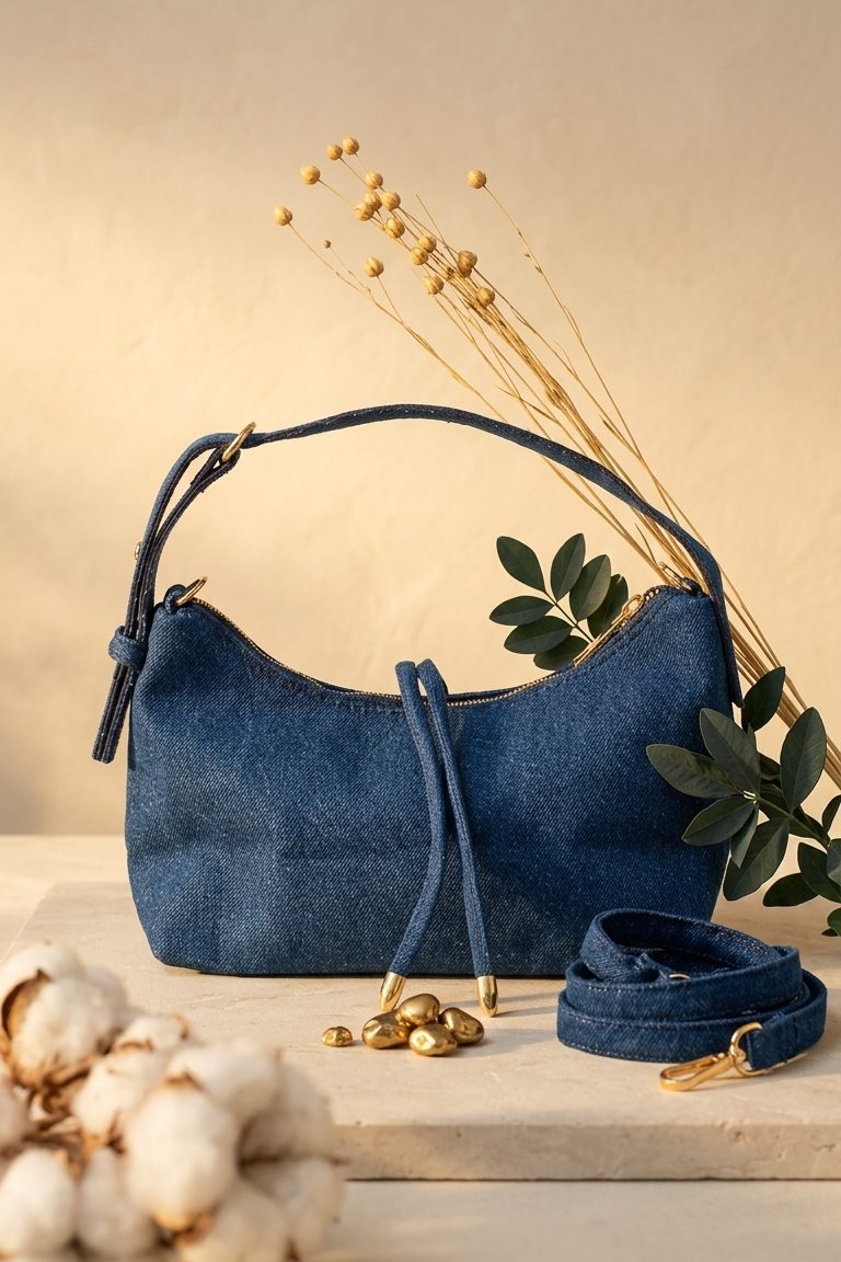 Nelin Lacivert Jean Kadın El Çantası - ILOVESHOES