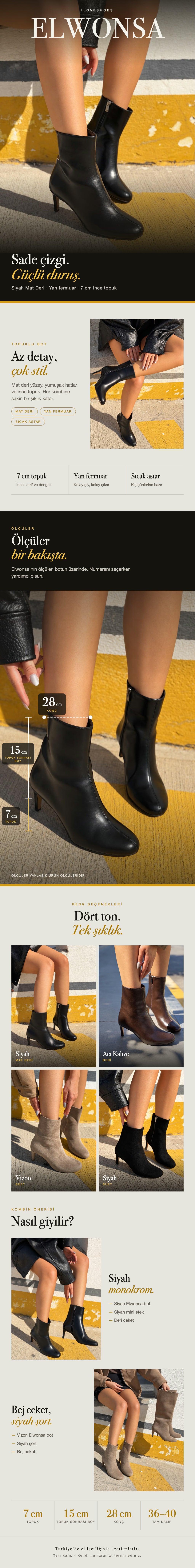 ILOVESHOES — Her adımda yanındayız. Hızlı kargo: Beden seçiminde hızlı kargo uyarısı gördüğün ürünler aynı gün kargoda. Yeniden üretiyoruz: Yoğun talep gören ürünleri üretim gücümüzle yeniden hazırlıyoruz. 22 ülkeye ulaşıyoruz: Ürünlerimizi dünyanın 22 ülkesine gönderiyoruz.