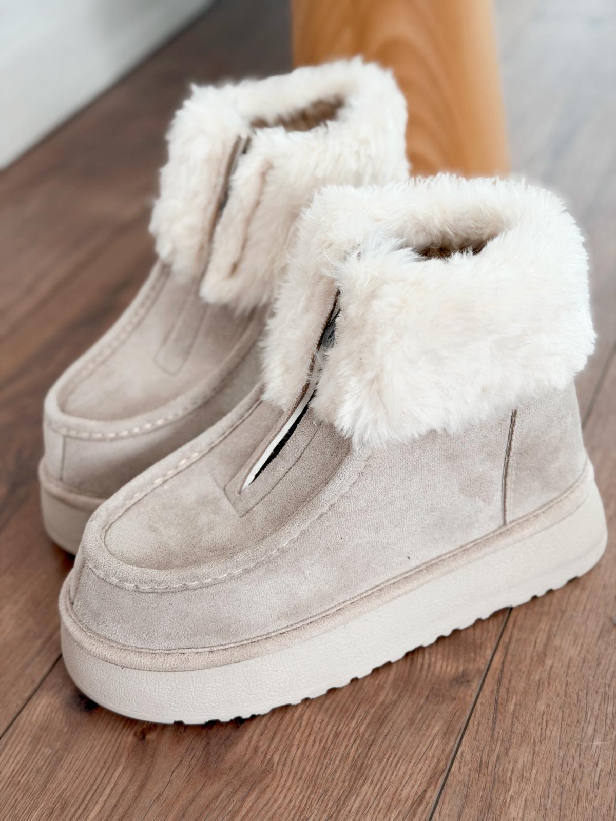 Molira Kadın İçi Tüylü Bot Bej Süet