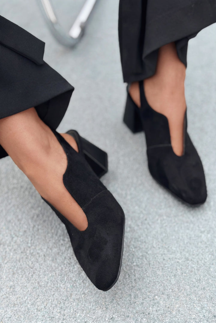 Pelora Siyah Süet Kadın Topuklu Ayakkabı - ILOVESHOES