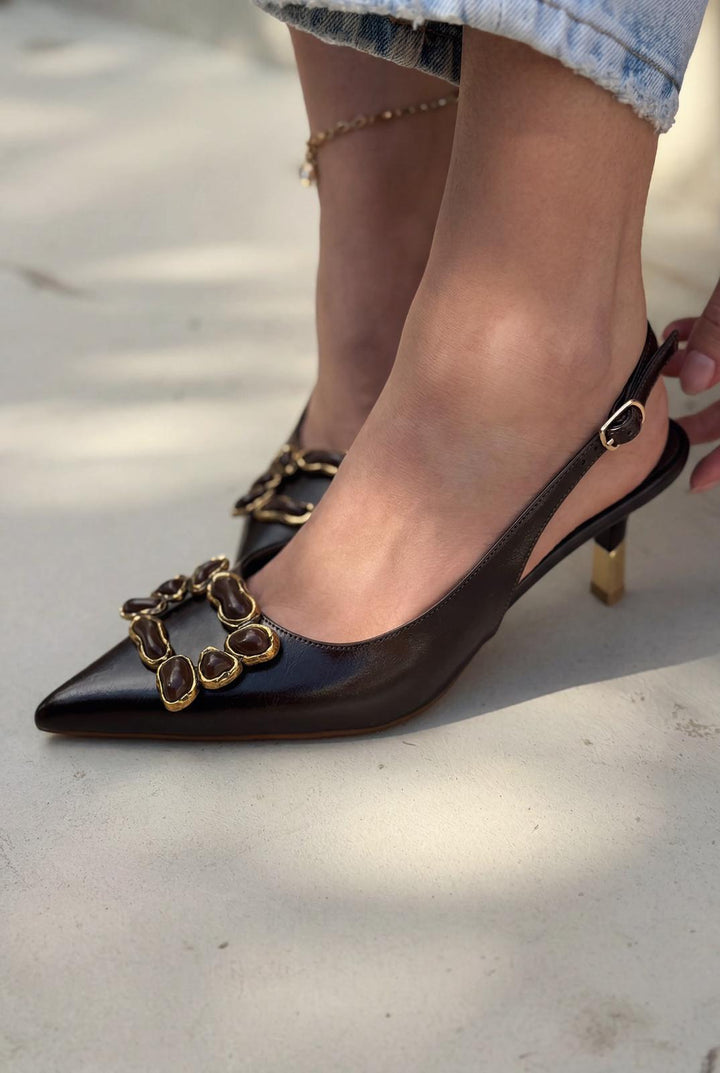 Nertia Stiletto Acıkahve Mat Deri - ILOVESHOES