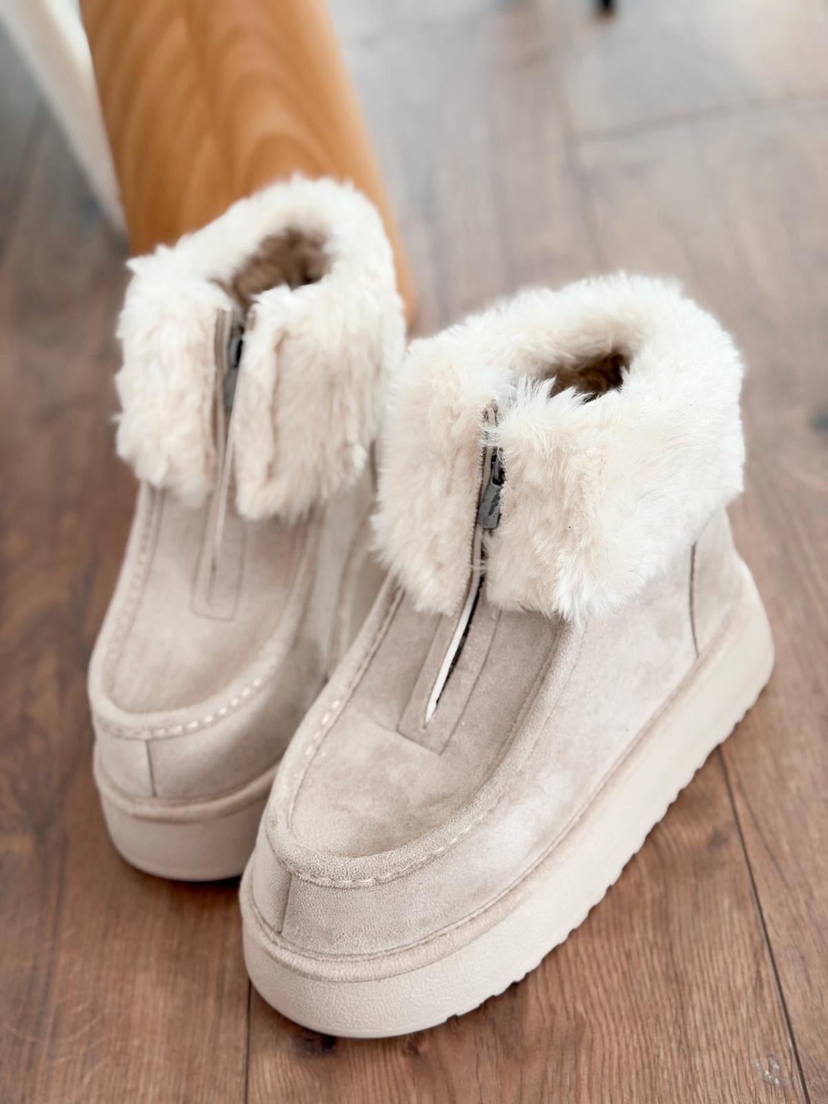 Molira Kadın İçi Tüylü Bot Bej Süet