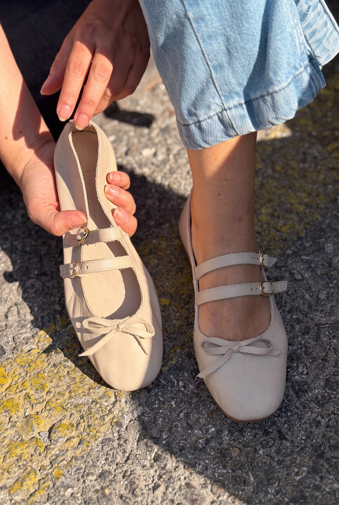 Lovia Bej Mat Hakiki Deri Kadın Babet - ILOVESHOES