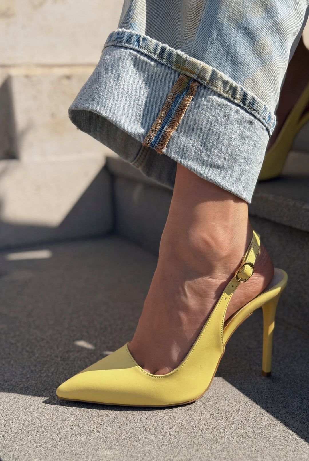 Lure Sarı Mat Deri Kadın Stiletto