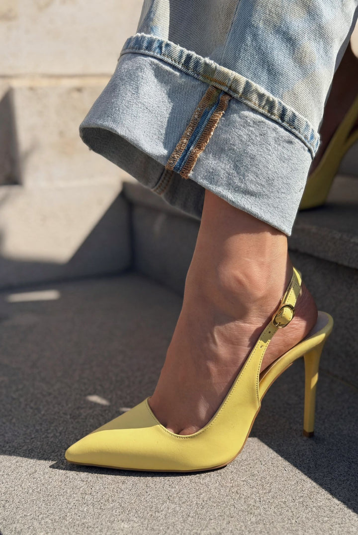 Lure Sarı Mat Deri Kadın Stiletto