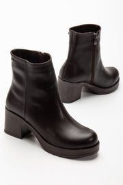 Olixor Acıkahve Fermuarlı Kalın Topuklu Günlük Kadın Bot - ILOVESHOES