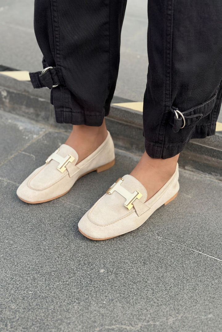 Elara Kadın Loafer Bej Süet - ILOVESHOES