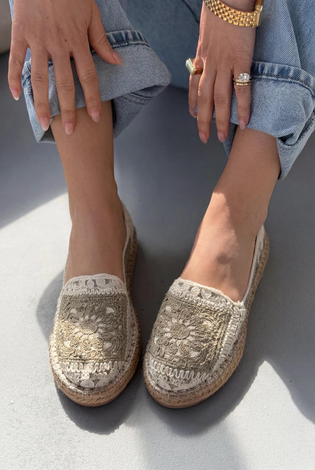 Linera Haki Kadın Espadril Loafer - ILOVESHOES