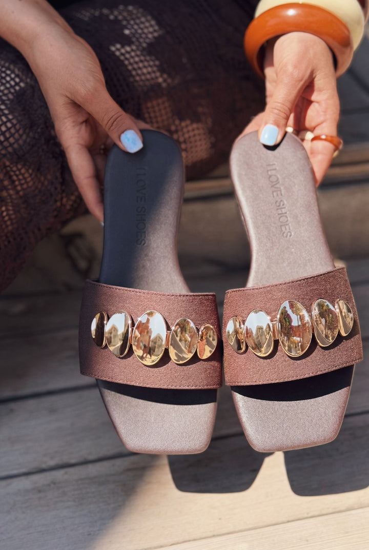 Zenvia Acı Kahve Saten Kadın Terlik - ILOVESHOES