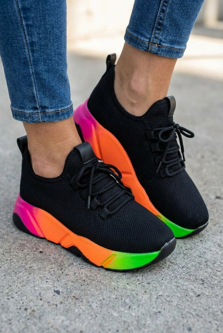 Calen File Siyah Renkli Taban Kadın Spor Ayakkabı - ILOVESHOES