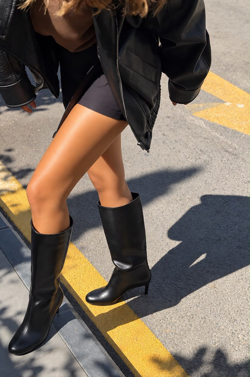 Elvars Siyah Mat Deri Kadın Çizme - ILOVESHOES
