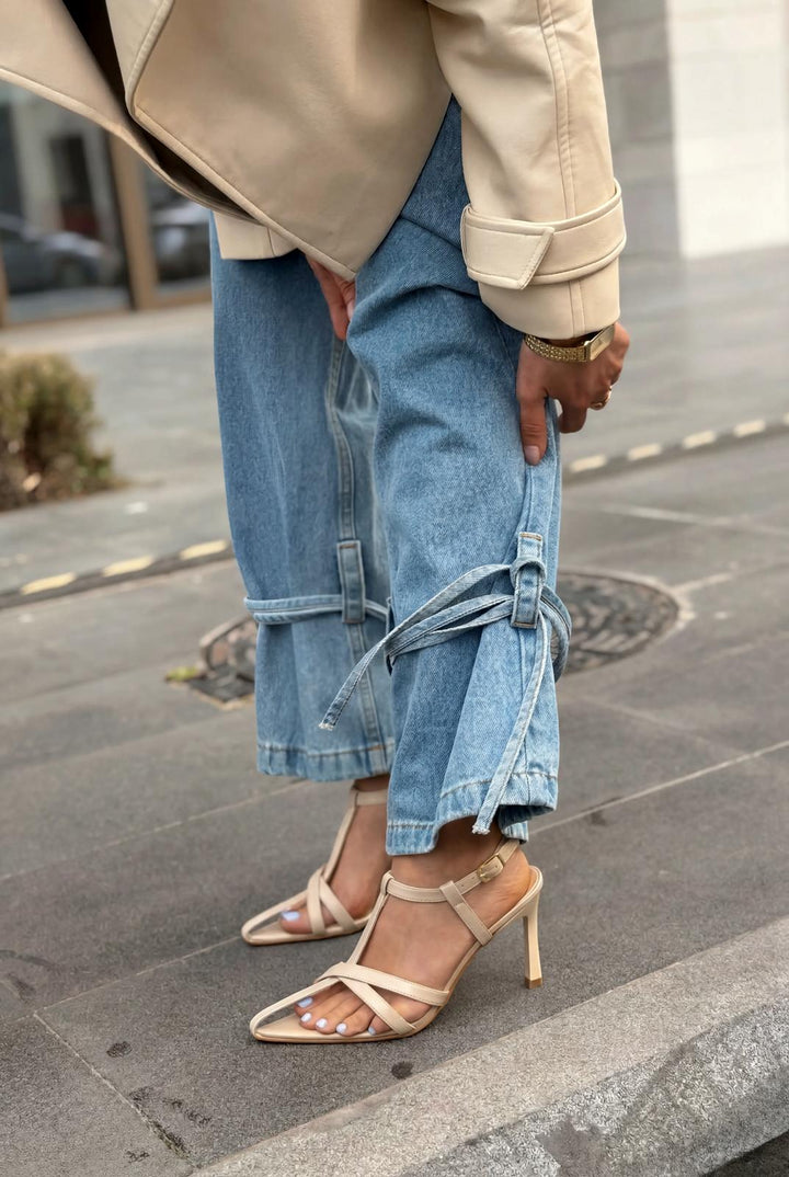 Morlen Nude Patent Leather Heeled Sandals