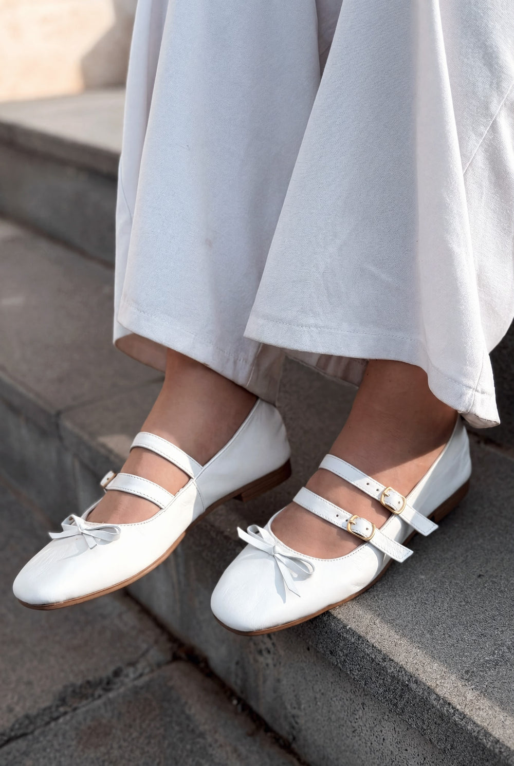 Lovia Beyaz Hakiki Deri Kadın Babet - ILOVESHOES
