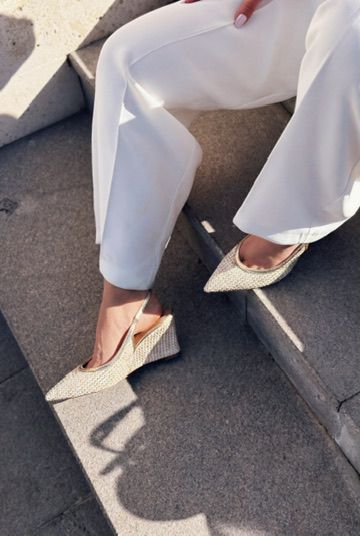 Solthera Gold Hasır Örgü Kadın Stiletto - ILOVESHOES