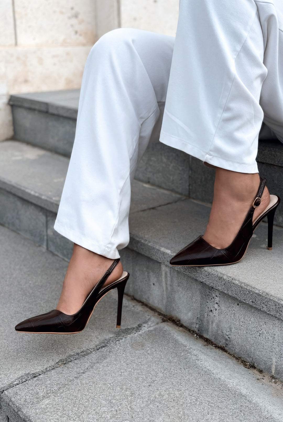 Lure Acı Kahve Kroko Mat Deri Kadın Stiletto