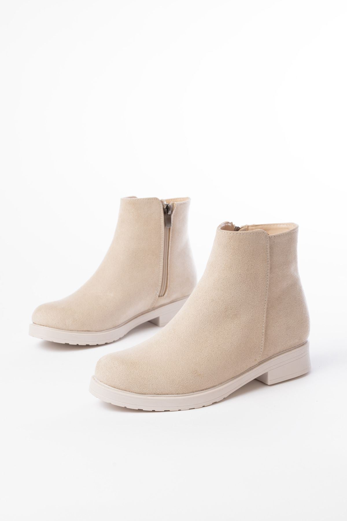 Elvoris Bej Süet Fermuarlı Günlük Kadın Bot - ILOVESHOES