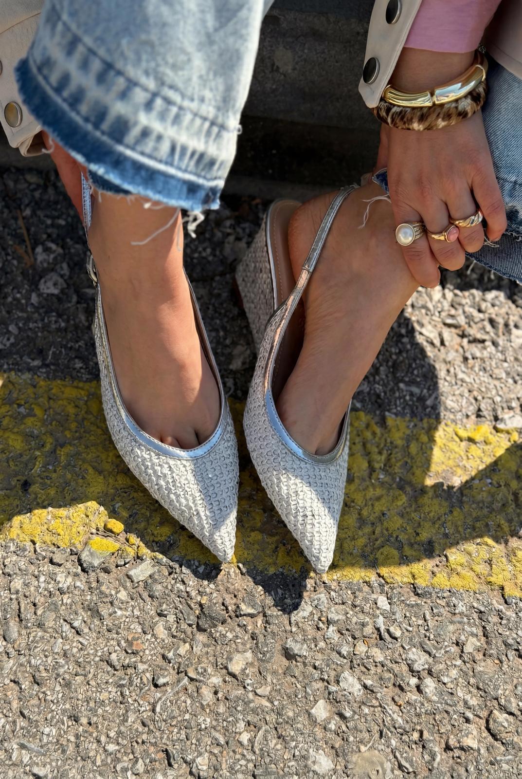 Solthera Gümüş Kadın Dolgu Topuklu Stiletto - ILOVESHOES
