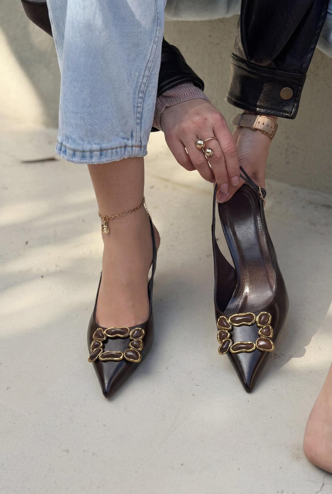 Nertia Stiletto Acıkahve Mat Deri - ILOVESHOES