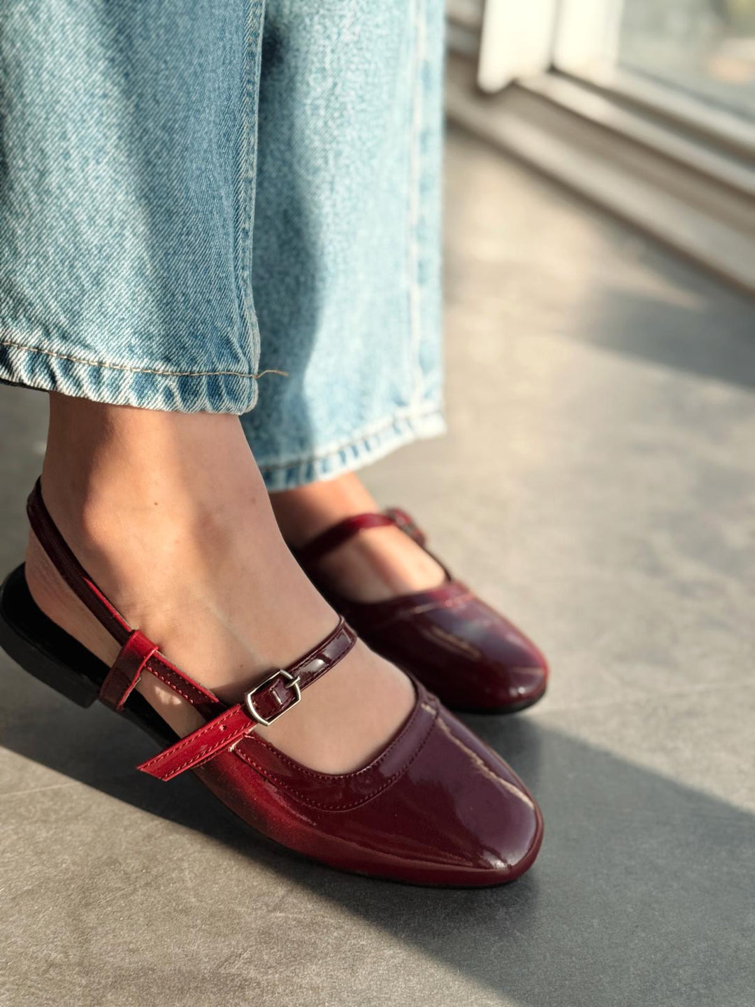 Minor Rugan Bordo Bant Detaylı Mary Jane - ILOVESHOES