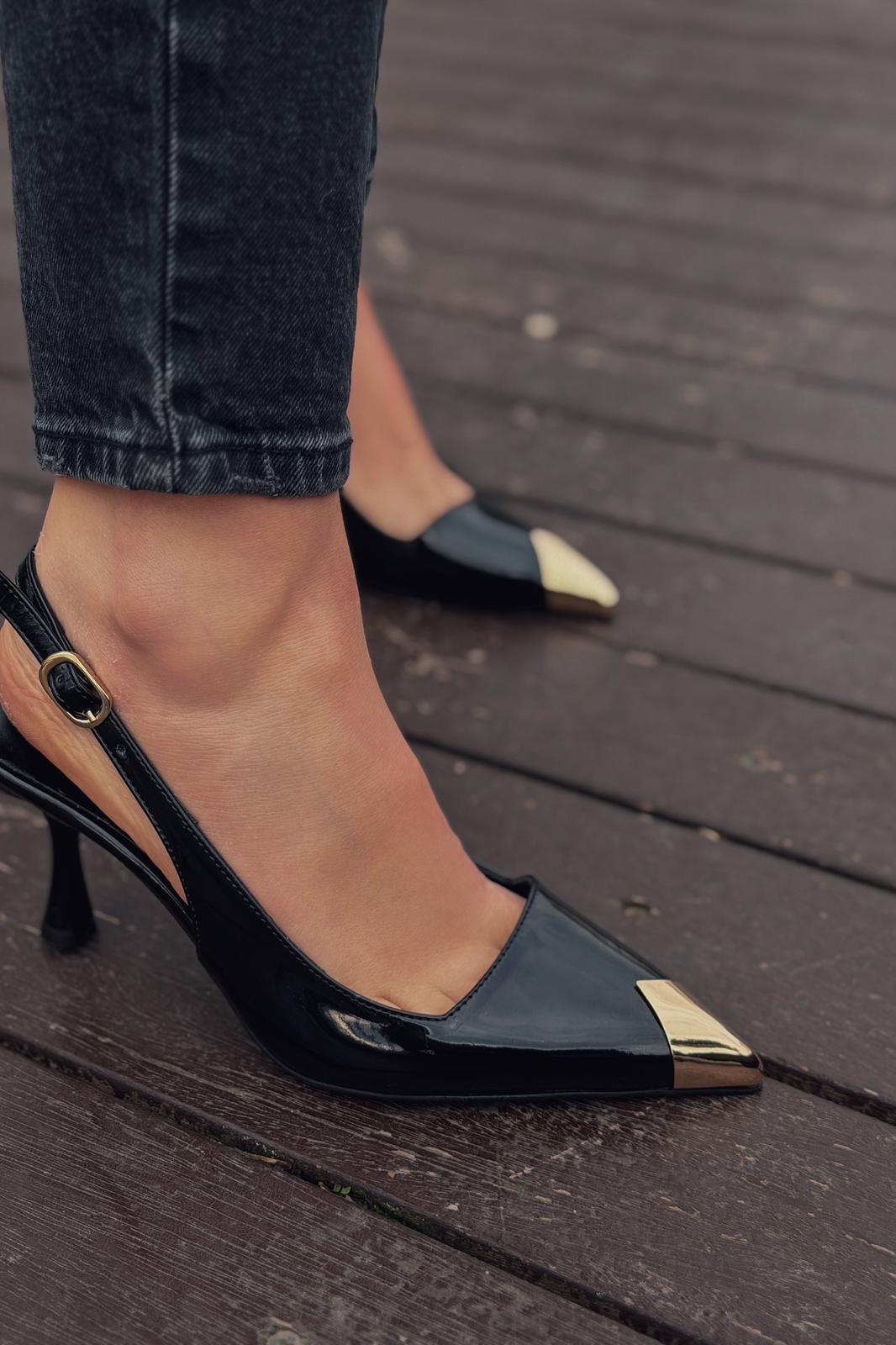 Caligo Stiletto Siyah Rugan - ILOVESHOES