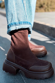 Gariel Kadın Kalın Taban Bot Acıkahve Süet - ILOVESHOES