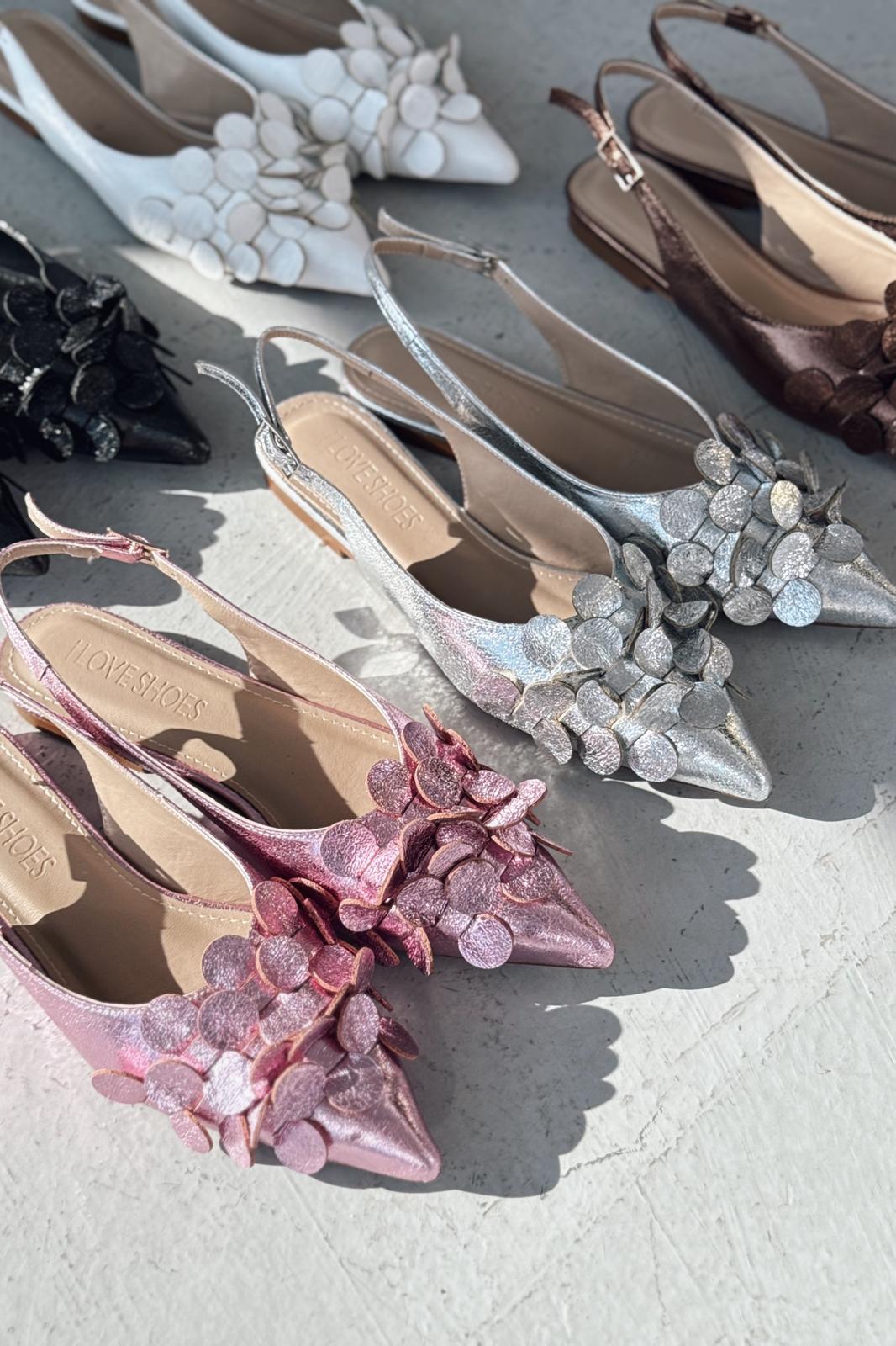 Monira Parlak Deri Fuşya Aplike Detaylı Babet - ILOVESHOES