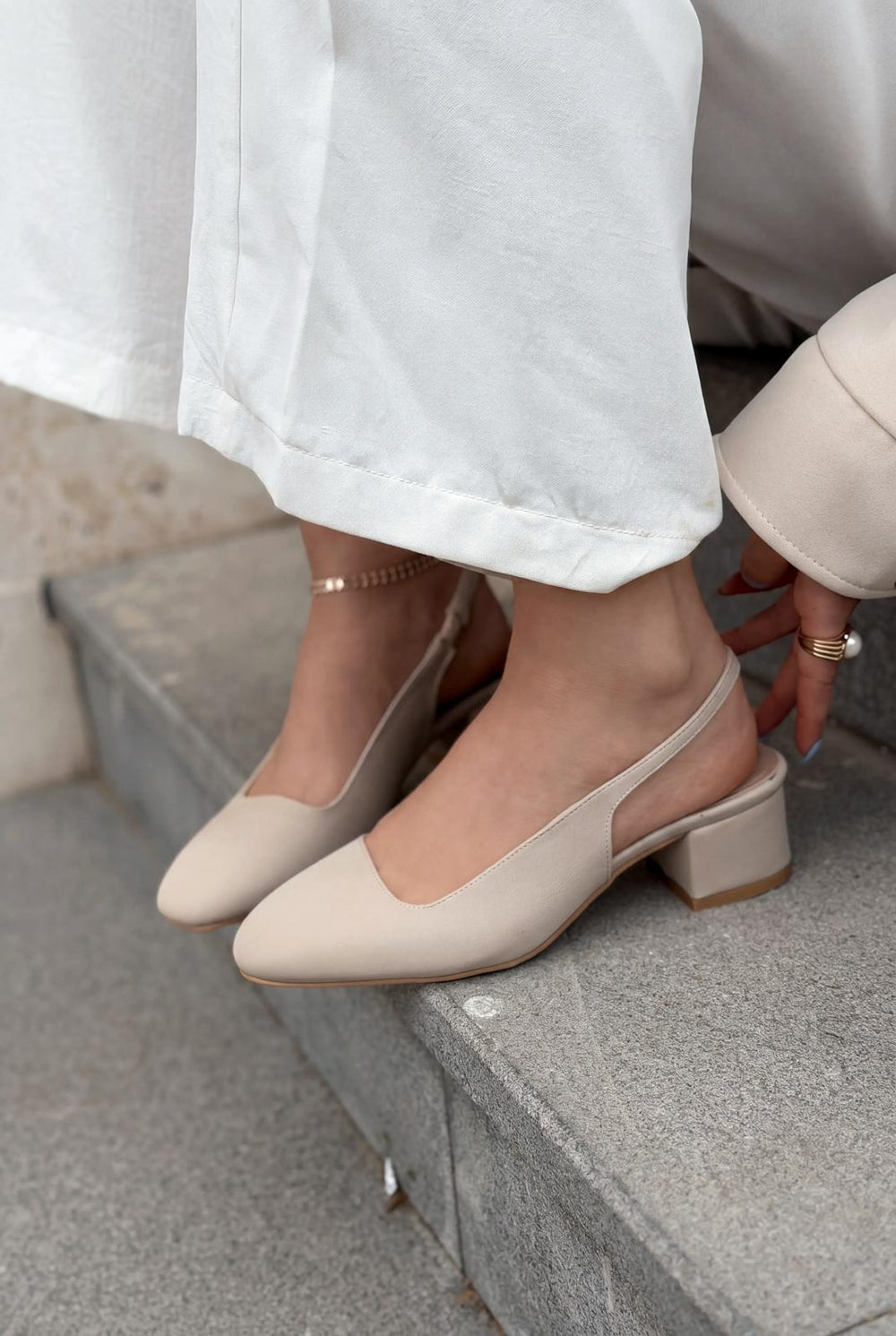 Solen Bej Saten Kadın Mary Jane - ILOVESHOES