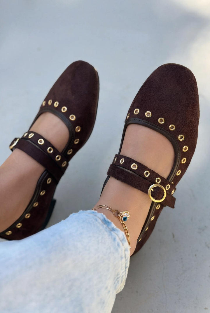 Elia Kadın Babet Acıkahve Süet - ILOVESHOES