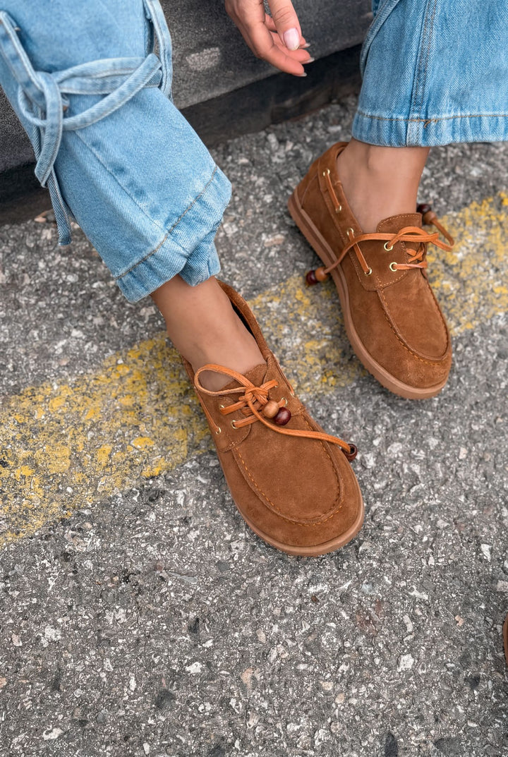 Armon Hakiki Süet Kadın Oxford Taba - ILOVESHOES
