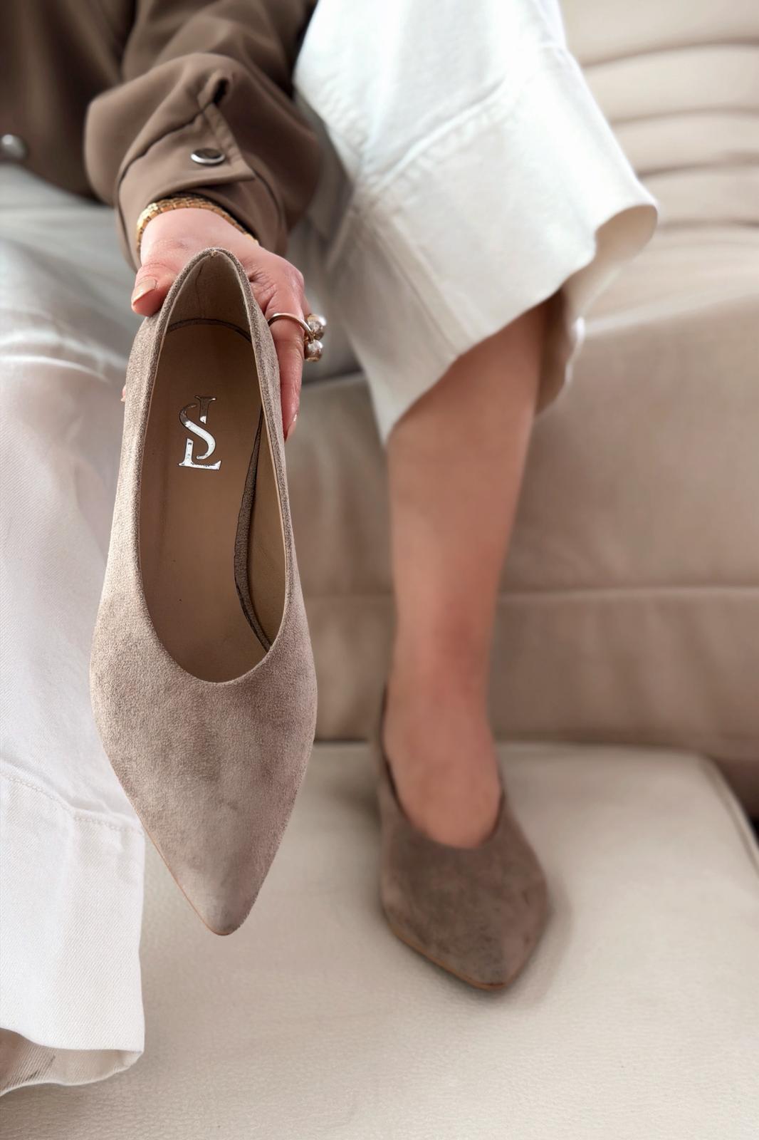 Seranis Stiletto Vizon Süet - ILOVESHOES