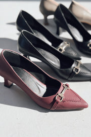 Maris Mat Deri Bordo Toka Detaylı Stiletto