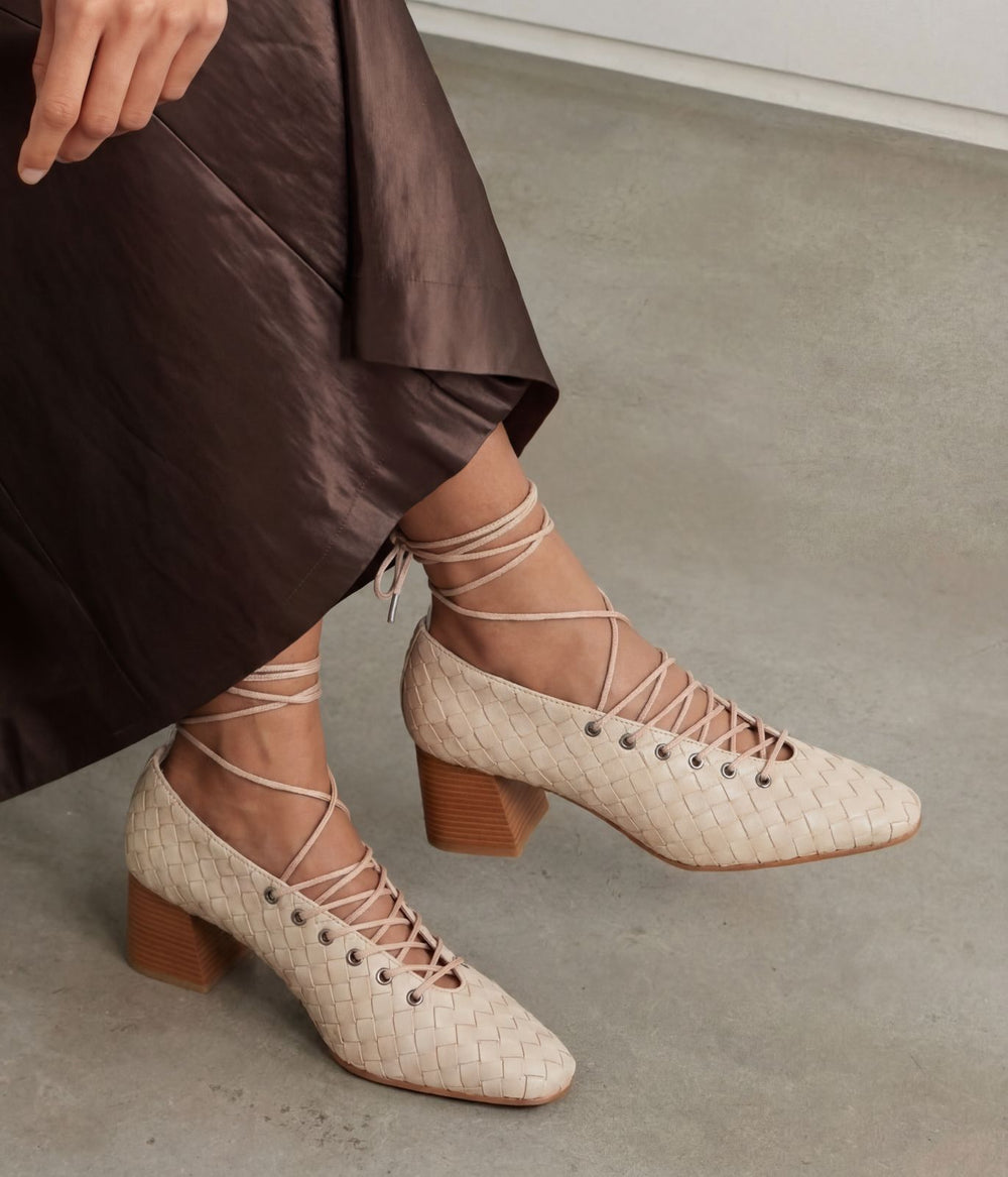 Temora Topuklu Ayakkabı Bej Mat Deri - ILOVESHOES