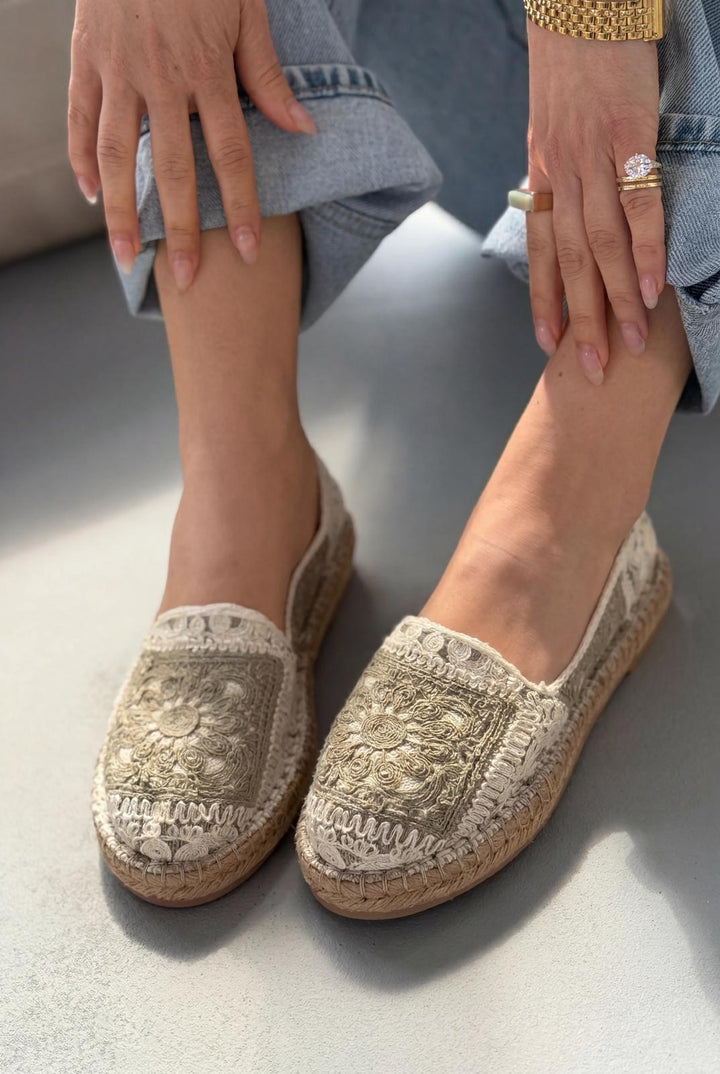 Linera Haki Kadın Espadril Loafer - ILOVESHOES