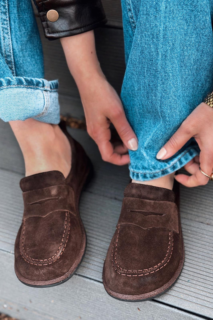 Marion Kadın Loafer Acıkahve Hakiki Süet - ILOVESHOES