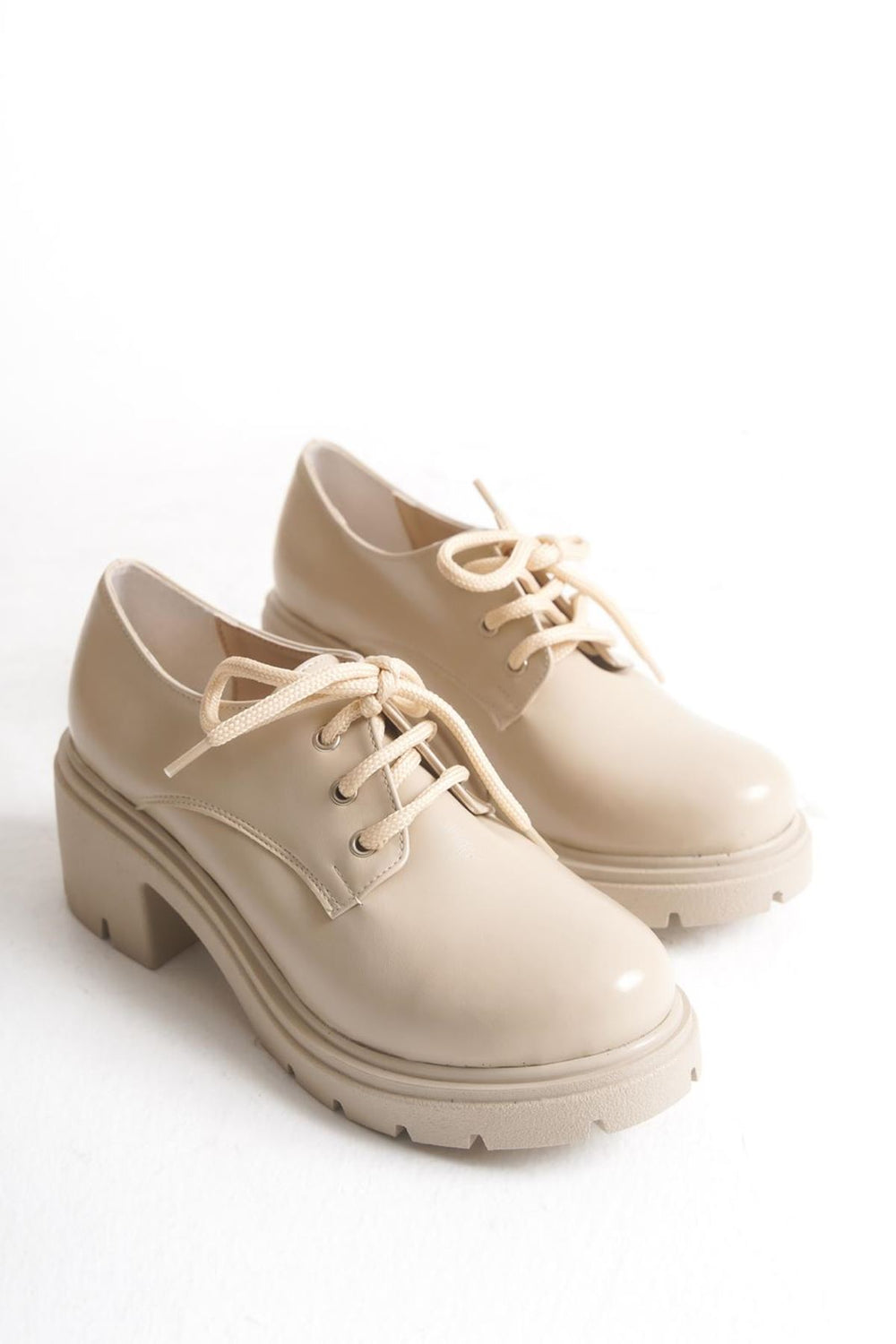 Dova Kadın Oxford Ayakkabı Bej Rugan - ILOVESHOES