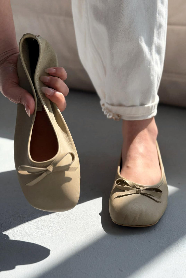 Telion Haki Hakiki Deri Kadın Babet - ILOVESHOES