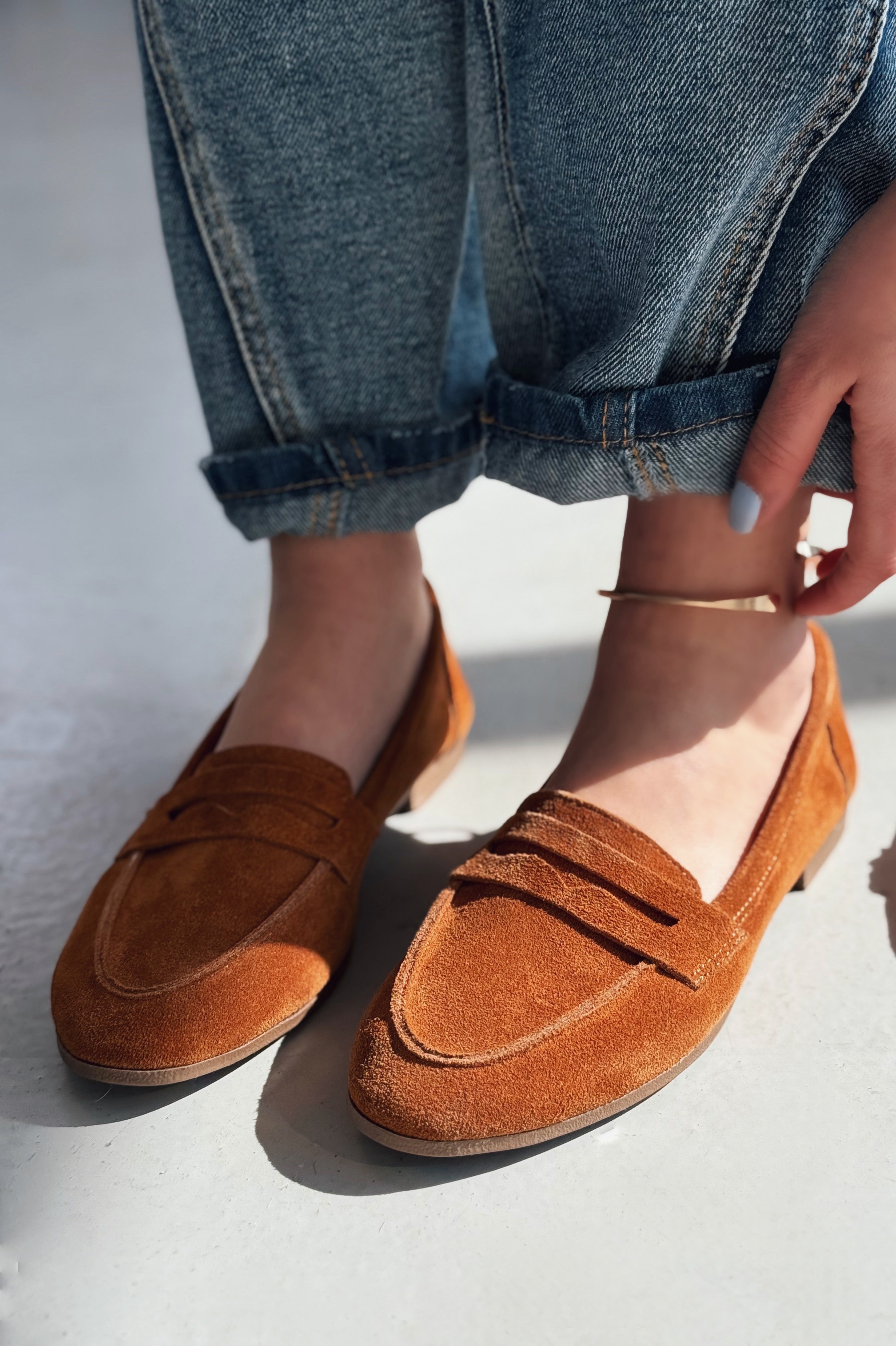Lemor Hakiki Süet Kadın Loafer Taba
