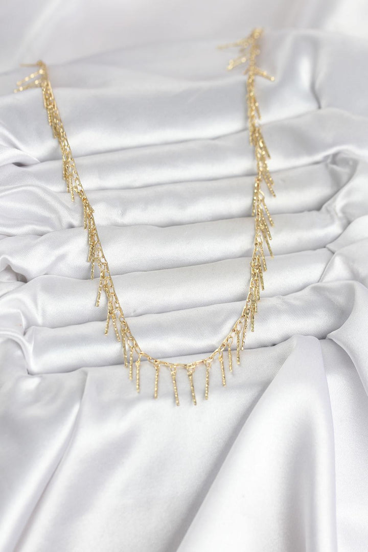 ILS - 1116 Kadın Kolye Gold Pirinç Saçaklı - ILOVESHOES