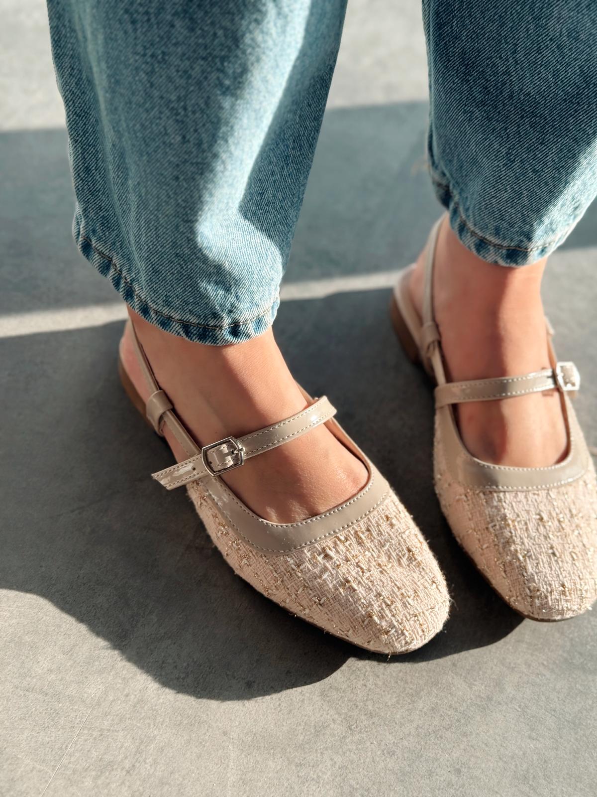 Minor Tüvit Bej Bant Detaylı Mary Jane - ILOVESHOES